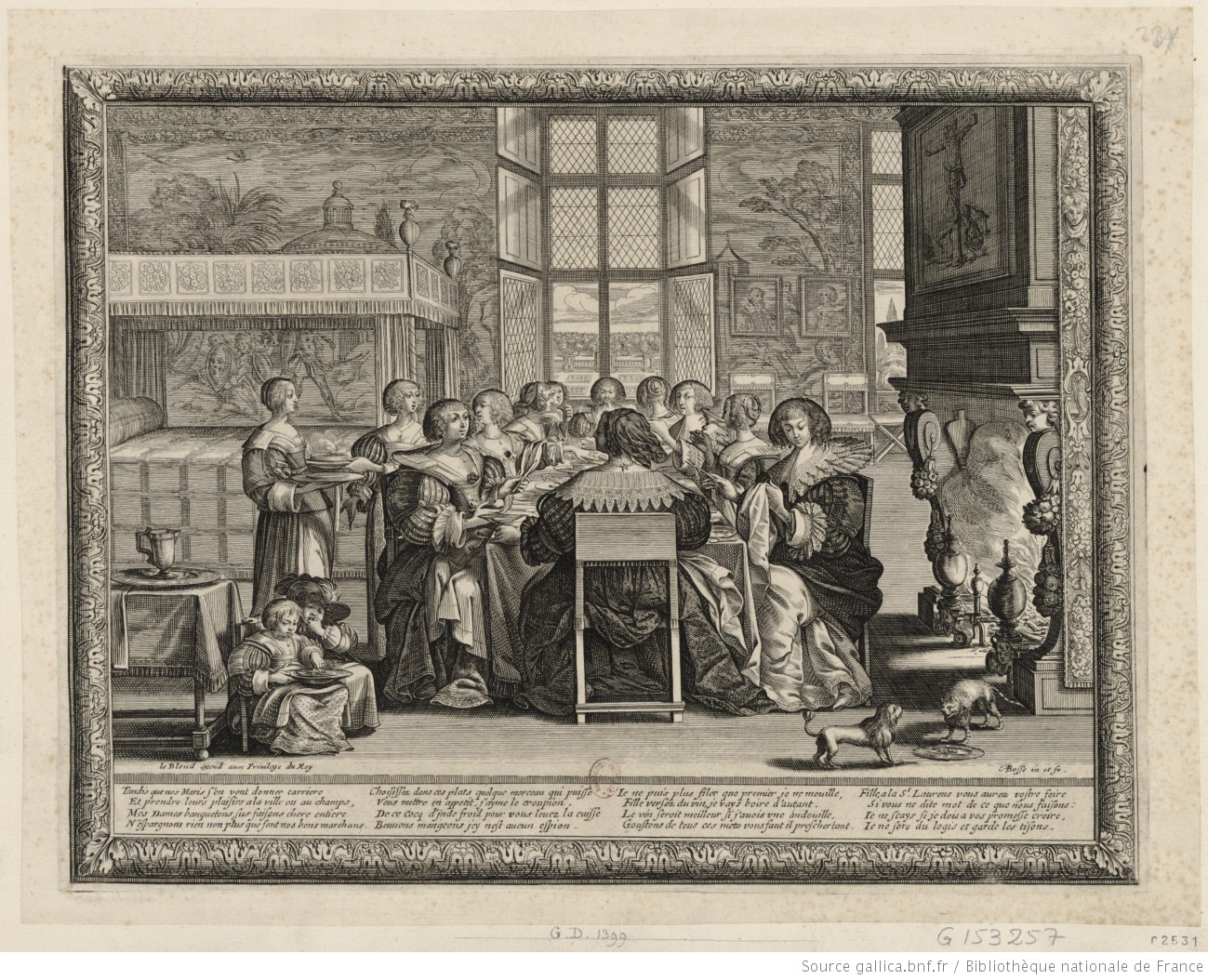 Les femmes à table en l'absence de leur maris, Abraham Bosse, 1635